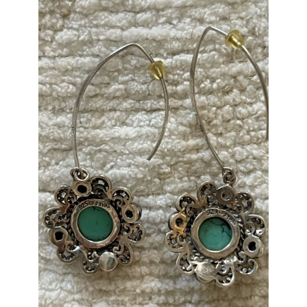 Sterling Silver Turquoise/Lapis earrings. marked 925. - Picture 2 of 3